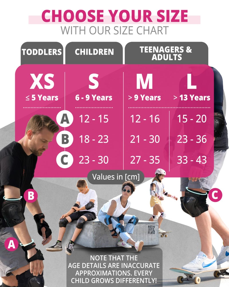 SKATEWIZ Knee Pads for Kids - Knee and Elbow Pads Set - PROTECT-1 - Size S Pink White - Wrist Guards Skating Protective Gear, Skateboard, Roller Skate, Ice Skates For Kids - Image 5